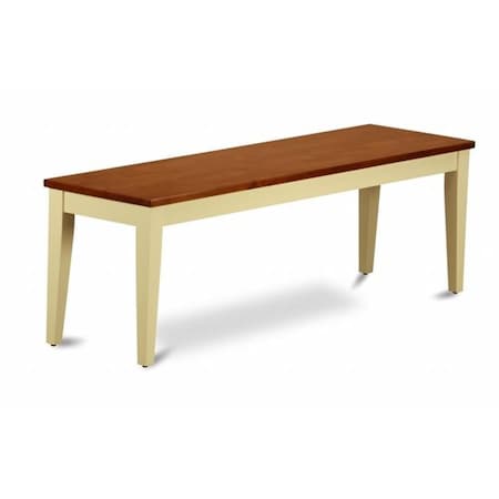 East West Furniture Solid Wood Dining Bench L54in x 16in x 18in Buttermilk & Cherry Finish<li>Dimensions: <li>Height: 18 NIB-WHI-W